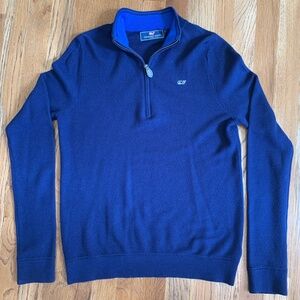Vineyard Vines Boys Long Sleeve Classic 1/4 Zip Deep Bay Waffle Knit Sweater Lrg